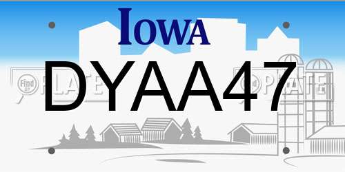 DYAA47 Iowa License Plate