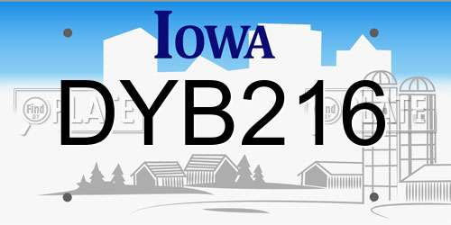 DYB216 Iowa License Plate