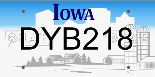 DYB218 Iowa License Plate