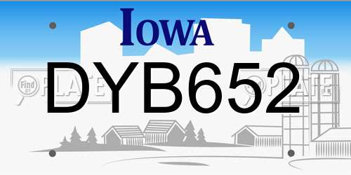 DYB652 Iowa License Plate