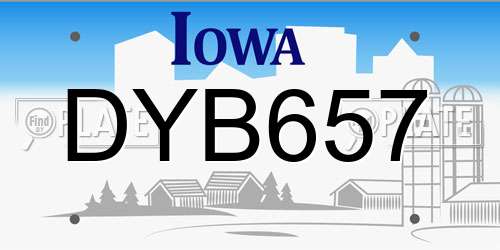DYB657 Iowa License Plate