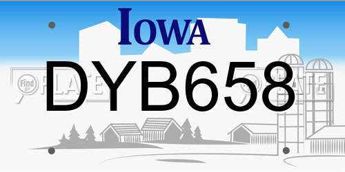 DYB658 Iowa License Plate