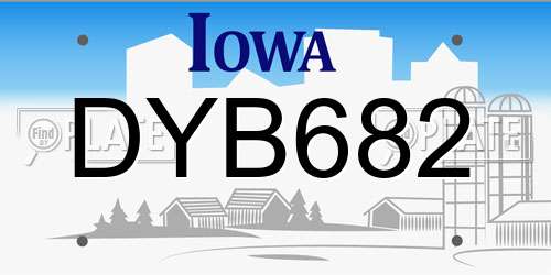 DYB682 Iowa License Plate