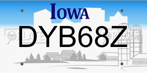 DYB68Z Iowa License Plate