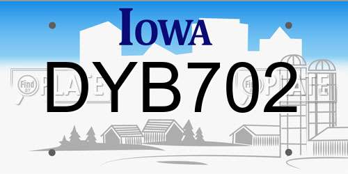 DYB702 Iowa License Plate