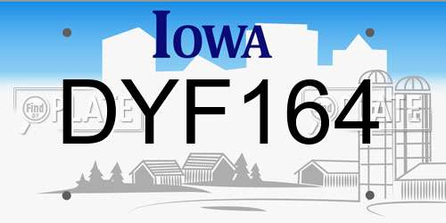 DYF164 Iowa License Plate