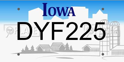 DYF225 Iowa License Plate
