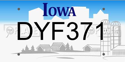 DYF371 Iowa License Plate