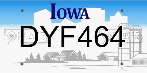 DYF464 Iowa License Plate