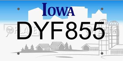 DYF855 Iowa License Plate