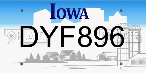 DYF896 Iowa License Plate