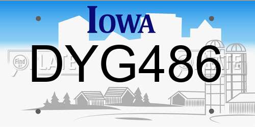DYG486 Iowa License Plate