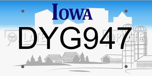 DYG947 Iowa License Plate
