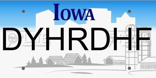 DYHRDHF Iowa License Plate