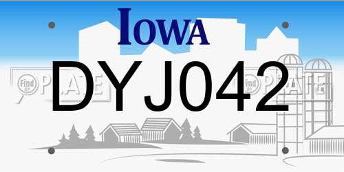 DYJ042 Iowa License Plate