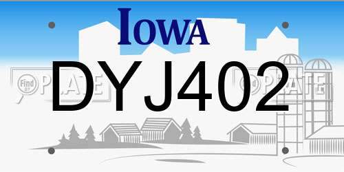 DYJ402 Iowa License Plate