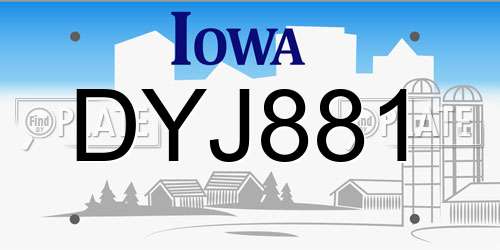 DYJ881 Iowa License Plate