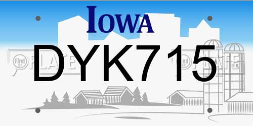 DYK715 Iowa License Plate