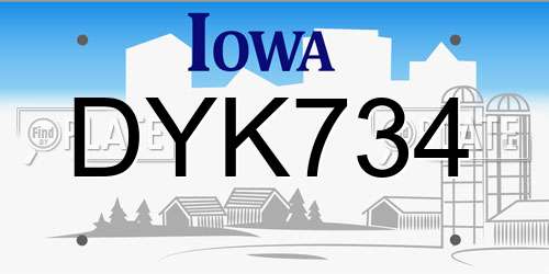 DYK734 Iowa License Plate