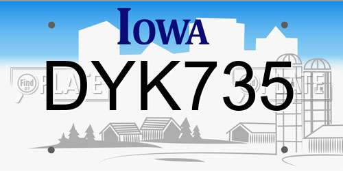 DYK735 Iowa License Plate