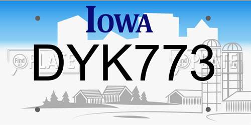 DYK773 Iowa License Plate
