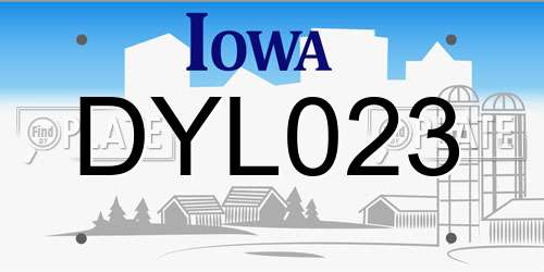 DYL023 Iowa License Plate