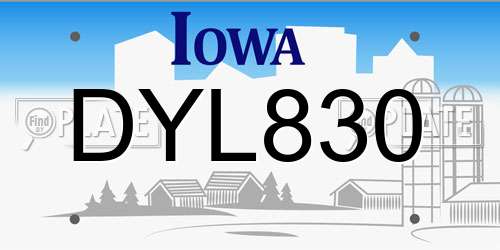 DYL830 Iowa License Plate