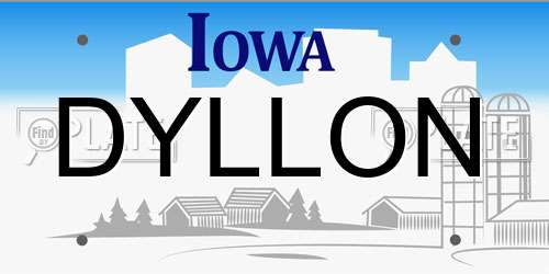 DYLLON Iowa License Plate