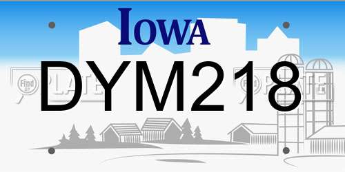 DYM218 Iowa License Plate