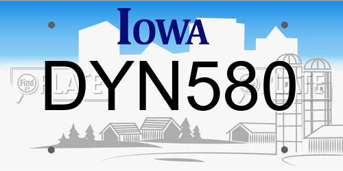 DYN580 Iowa License Plate