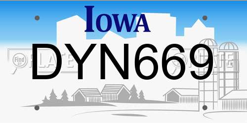 DYN669 Iowa License Plate