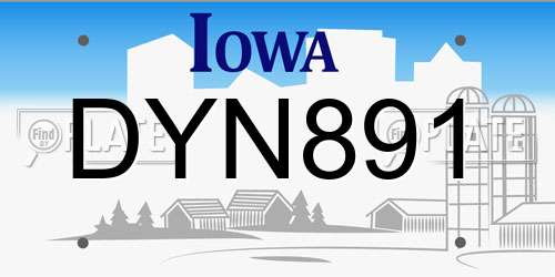 DYN891 Iowa License Plate
