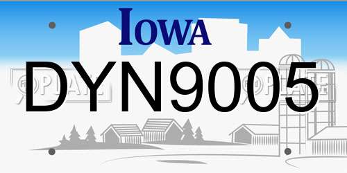 DYN9005 Iowa License Plate