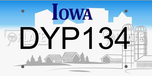 DYP134 Iowa License Plate