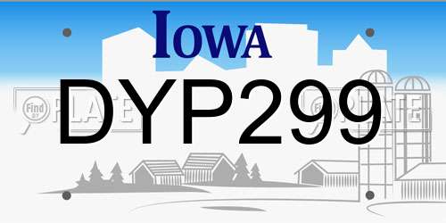 DYP299 Iowa License Plate