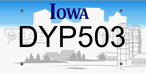 DYP503 Iowa License Plate