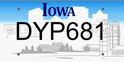 DYP681 Iowa License Plate