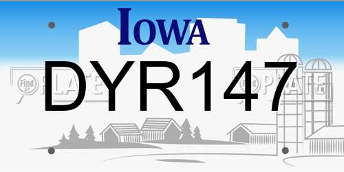 DYR147 Iowa License Plate