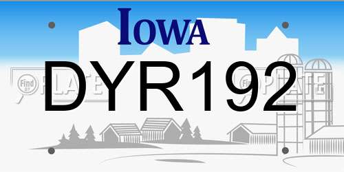 DYR192 Iowa License Plate