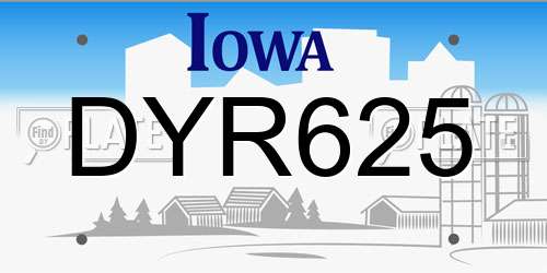 DYR625 Iowa License Plate