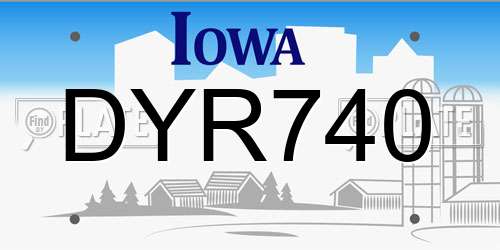DYR740 Iowa License Plate