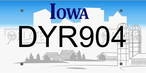 DYR904 Iowa License Plate