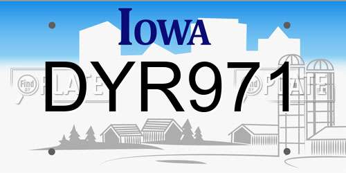 DYR971 Iowa License Plate