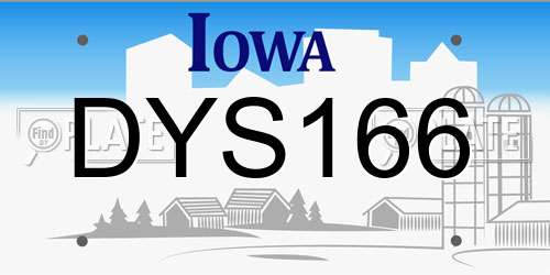 DYS166 Iowa License Plate