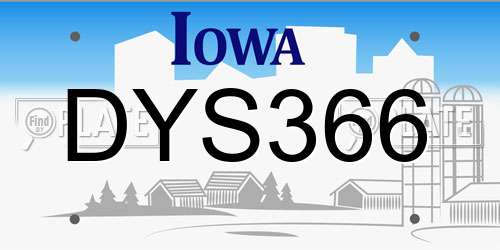 DYS366 Iowa License Plate