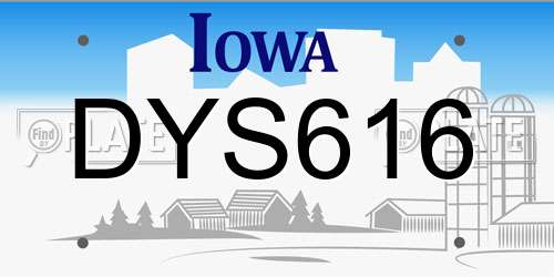 DYS616 Iowa License Plate