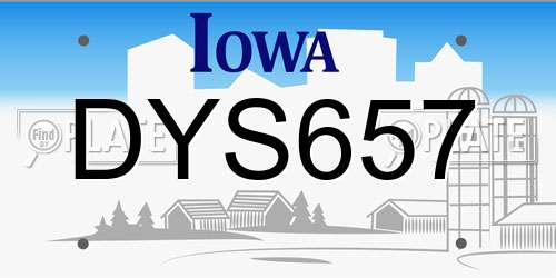 DYS657 Iowa License Plate