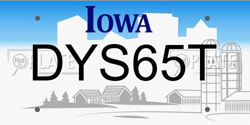 DYS65T Iowa License Plate