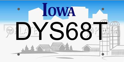 DYS68T Iowa License Plate