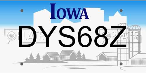 DYS68Z Iowa License Plate